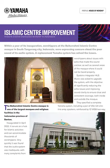 yamaha雅马哈Case Study - VXL1-24 _ VXS8 _ PX5 _ TF Rack - Tangerang Mosque _ HLS Music Pro Audio